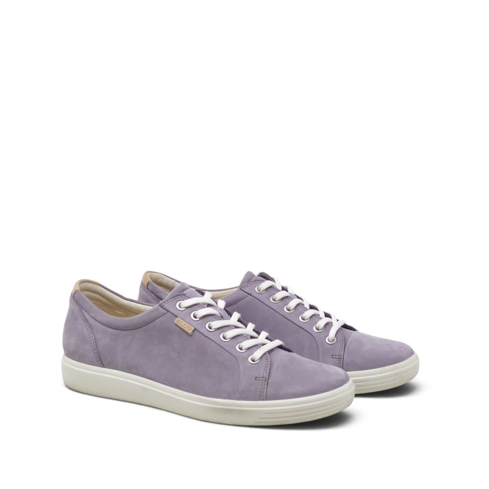 ECCO Womens Soft 7 Sneaker Lilac Purple Nubuck Leather Lace Up Size 8 / 39